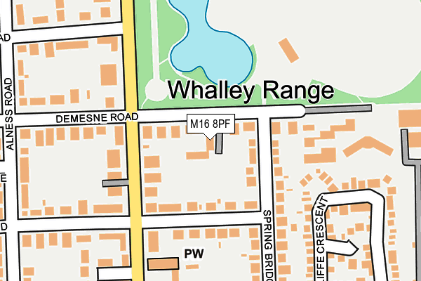 M16 8PF map - OS OpenMap – Local (Ordnance Survey)