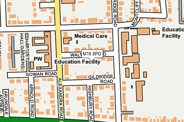 M16 8PG map - OS OpenMap – Local (Ordnance Survey)