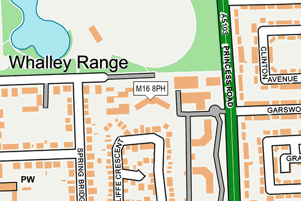 M16 8PH map - OS OpenMap – Local (Ordnance Survey)