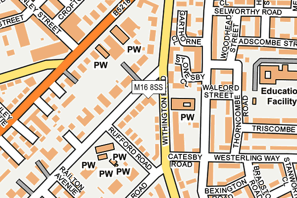 M16 8SS map - OS OpenMap – Local (Ordnance Survey)