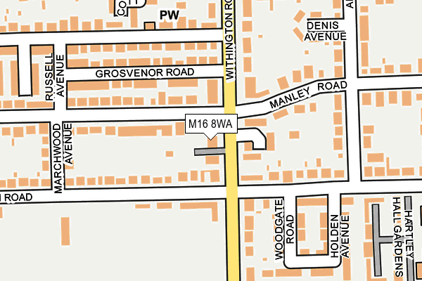 M16 8WA map - OS OpenMap – Local (Ordnance Survey)