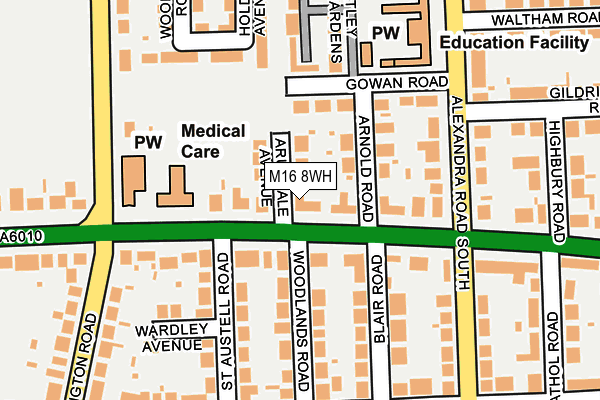 M16 8WH map - OS OpenMap – Local (Ordnance Survey)