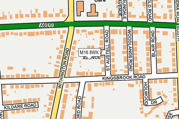 M16 8WX map - OS OpenMap – Local (Ordnance Survey)