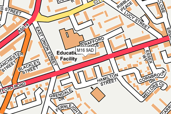 M16 9AD map - OS OpenMap – Local (Ordnance Survey)