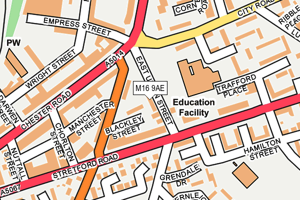 M16 9AE map - OS OpenMap – Local (Ordnance Survey)