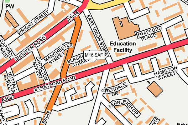 M16 9AF map - OS OpenMap – Local (Ordnance Survey)