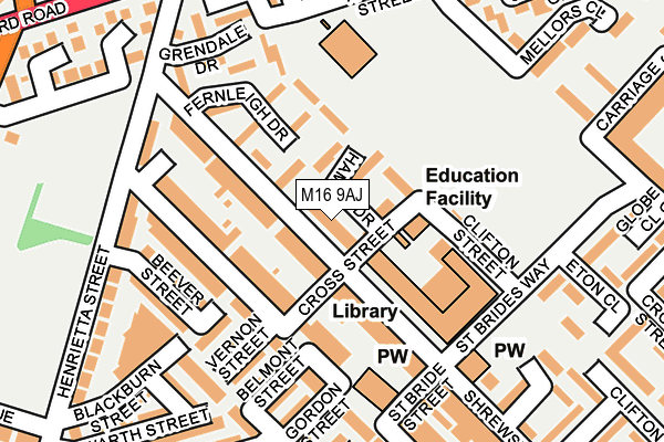 M16 9AJ map - OS OpenMap – Local (Ordnance Survey)