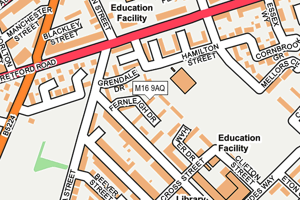 M16 9AQ map - OS OpenMap – Local (Ordnance Survey)