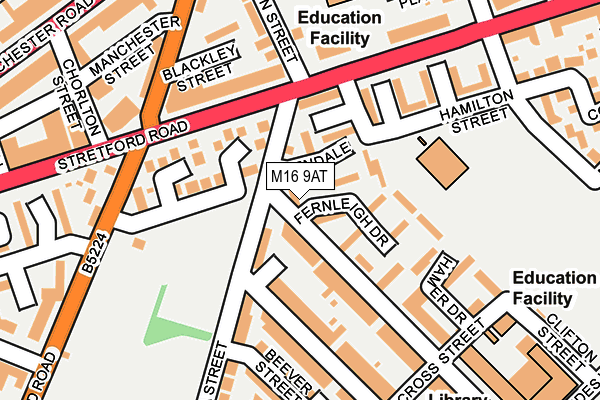 M16 9AT map - OS OpenMap – Local (Ordnance Survey)