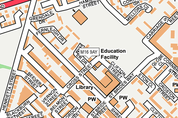 M16 9AY map - OS OpenMap – Local (Ordnance Survey)