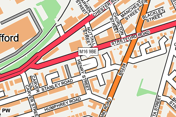 M16 9BE map - OS OpenMap – Local (Ordnance Survey)