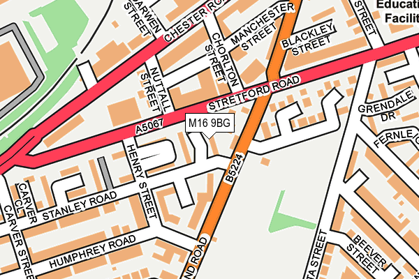 M16 9BG map - OS OpenMap – Local (Ordnance Survey)