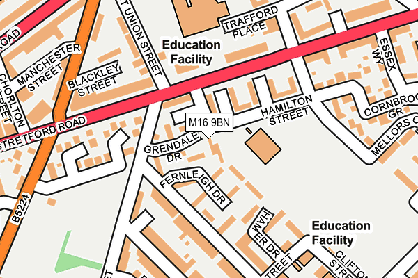 M16 9BN map - OS OpenMap – Local (Ordnance Survey)