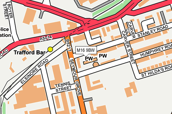 M16 9BW map - OS OpenMap – Local (Ordnance Survey)