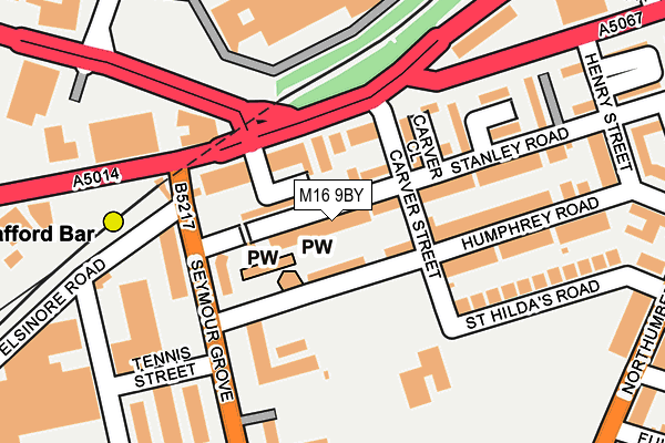 M16 9BY map - OS OpenMap – Local (Ordnance Survey)