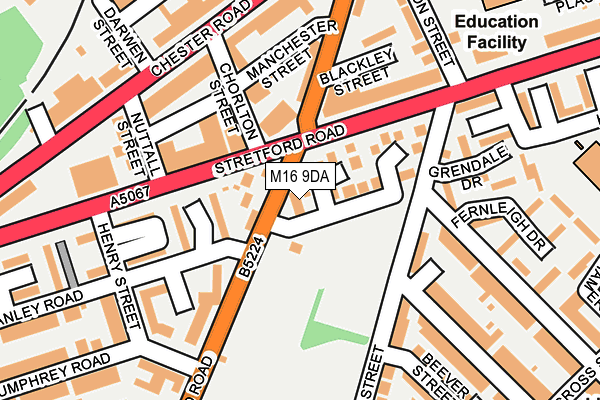 M16 9DA map - OS OpenMap – Local (Ordnance Survey)