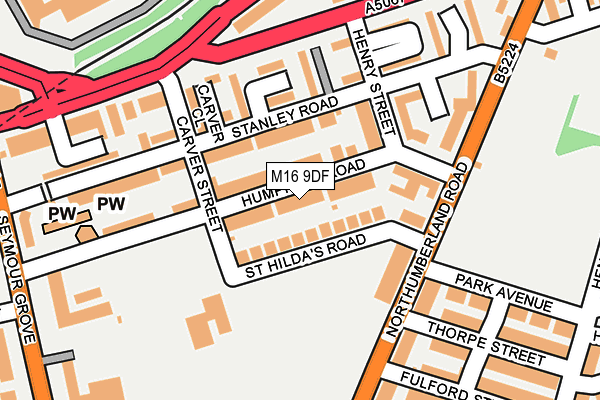 M16 9DF map - OS OpenMap – Local (Ordnance Survey)