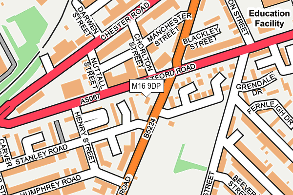 M16 9DP map - OS OpenMap – Local (Ordnance Survey)