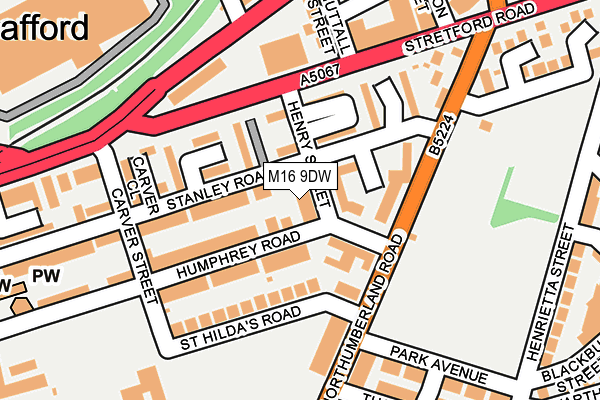 M16 9DW map - OS OpenMap – Local (Ordnance Survey)