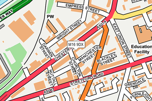 M16 9DX map - OS OpenMap – Local (Ordnance Survey)