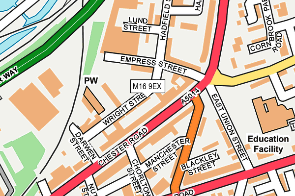 M16 9EX map - OS OpenMap – Local (Ordnance Survey)