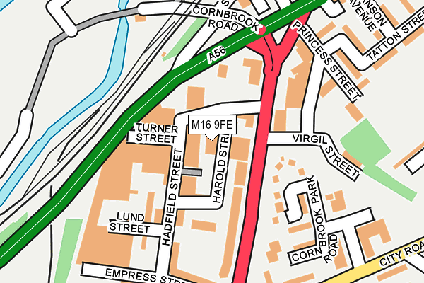 M16 9FE map - OS OpenMap – Local (Ordnance Survey)