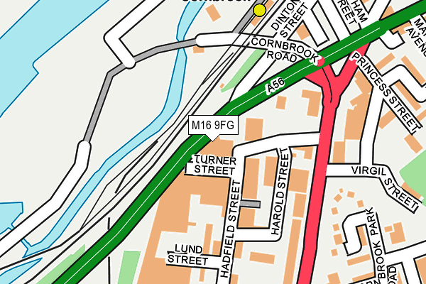 M16 9FG map - OS OpenMap – Local (Ordnance Survey)