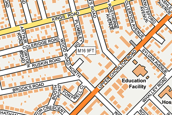 M16 9FT map - OS OpenMap – Local (Ordnance Survey)