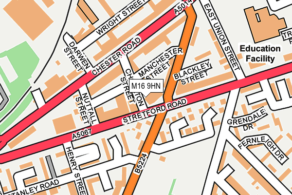 M16 9HN map - OS OpenMap – Local (Ordnance Survey)
