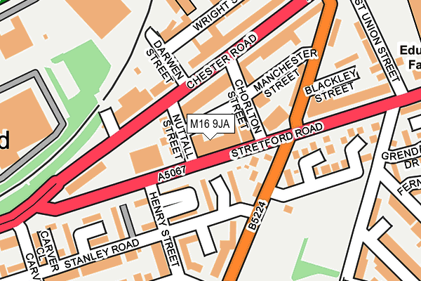 M16 9JA map - OS OpenMap – Local (Ordnance Survey)