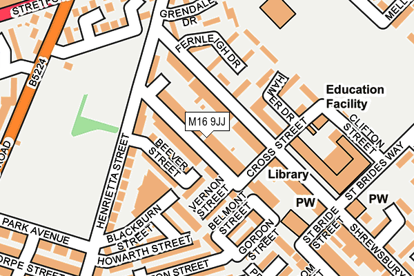 M16 9JJ map - OS OpenMap – Local (Ordnance Survey)