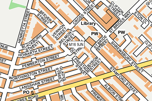 M16 9JN map - OS OpenMap – Local (Ordnance Survey)