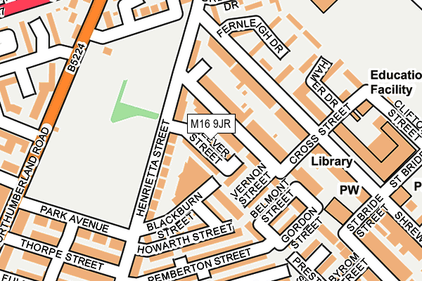 M16 9JR map - OS OpenMap – Local (Ordnance Survey)