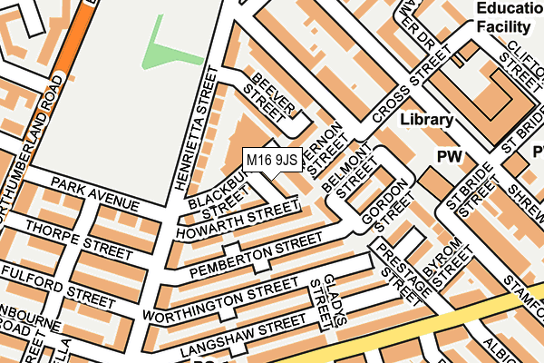 M16 9JS map - OS OpenMap – Local (Ordnance Survey)