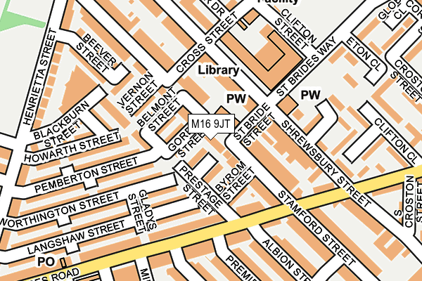 M16 9JT map - OS OpenMap – Local (Ordnance Survey)