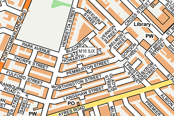 M16 9JX map - OS OpenMap – Local (Ordnance Survey)