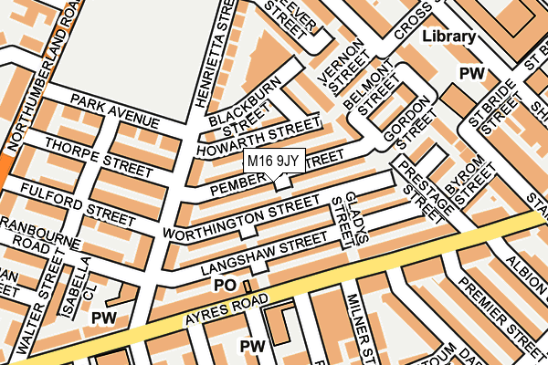 M16 9JY map - OS OpenMap – Local (Ordnance Survey)