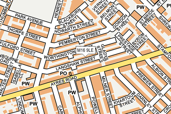 M16 9LE map - OS OpenMap – Local (Ordnance Survey)