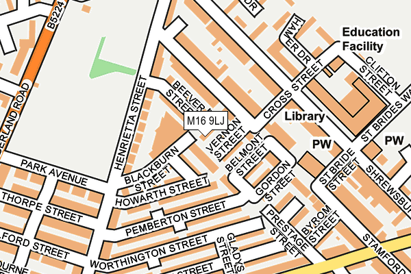 M16 9LJ map - OS OpenMap – Local (Ordnance Survey)