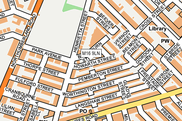 M16 9LN map - OS OpenMap – Local (Ordnance Survey)