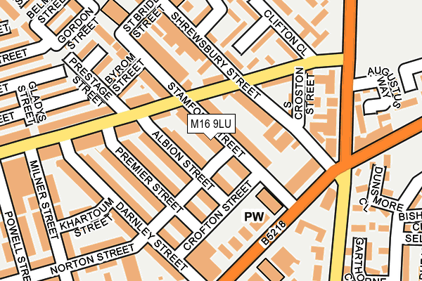 M16 9LU map - OS OpenMap – Local (Ordnance Survey)