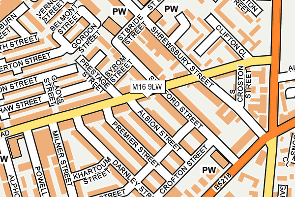 M16 9LW map - OS OpenMap – Local (Ordnance Survey)