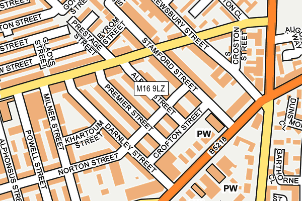 M16 9LZ map - OS OpenMap – Local (Ordnance Survey)