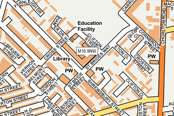 M16 9NW map - OS OpenMap – Local (Ordnance Survey)