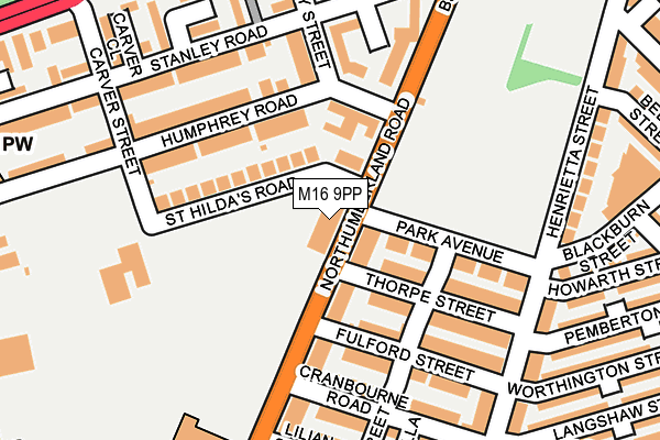 M16 9PP map - OS OpenMap – Local (Ordnance Survey)