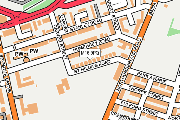 M16 9PQ map - OS OpenMap – Local (Ordnance Survey)