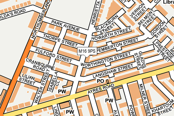 M16 9PS map - OS OpenMap – Local (Ordnance Survey)