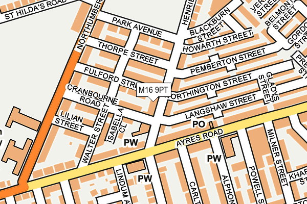 M16 9PT map - OS OpenMap – Local (Ordnance Survey)