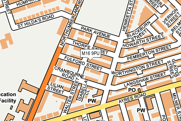 M16 9PU map - OS OpenMap – Local (Ordnance Survey)