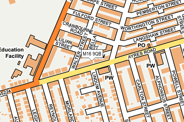 M16 9QB map - OS OpenMap – Local (Ordnance Survey)